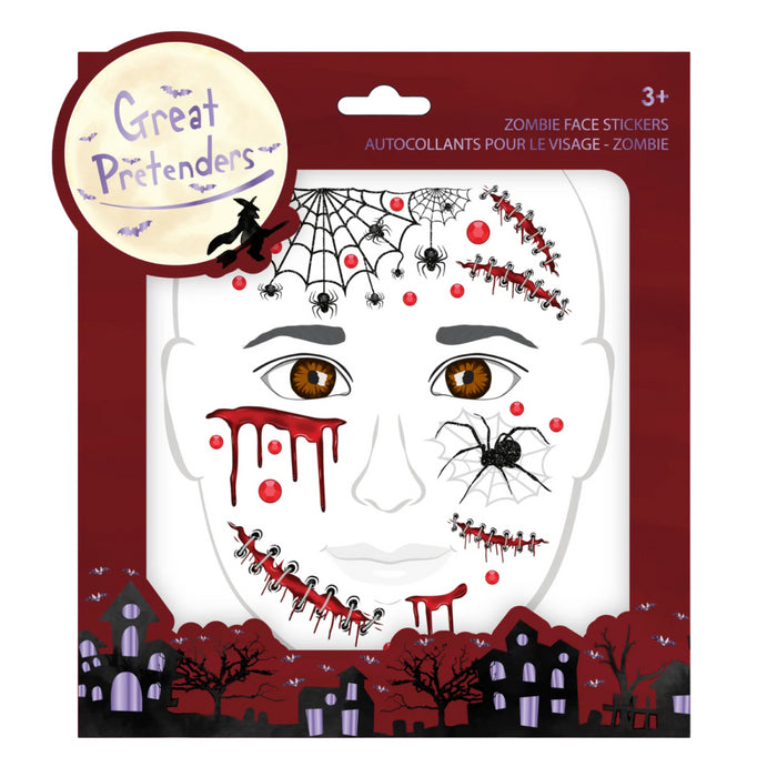 Great Pretenders - Zombie Face Sticker Sheet (19 pcs)