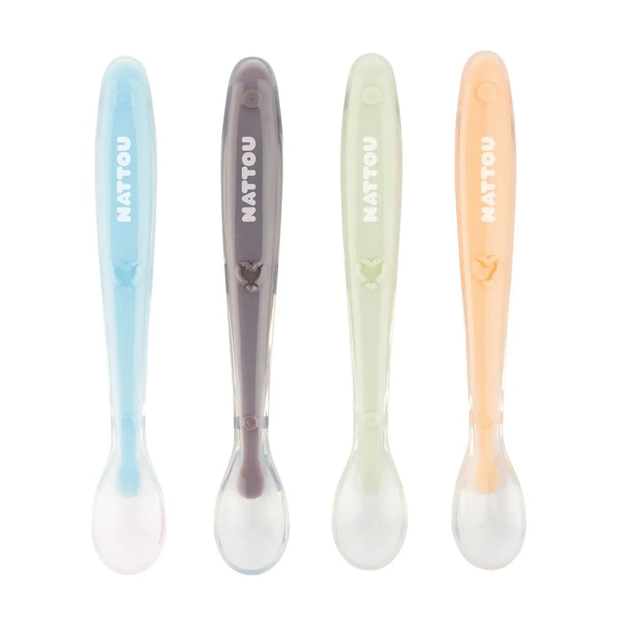 Nattou - Lepels Silicone Set 4 Stuks - Meerkleurig