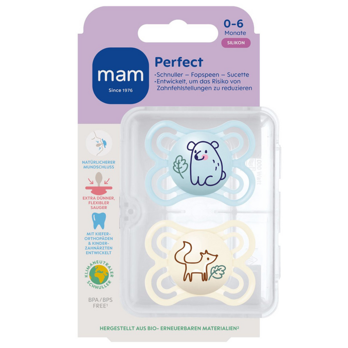 Mam - Fopspeen Perfect 0-6 maand blauw & beige