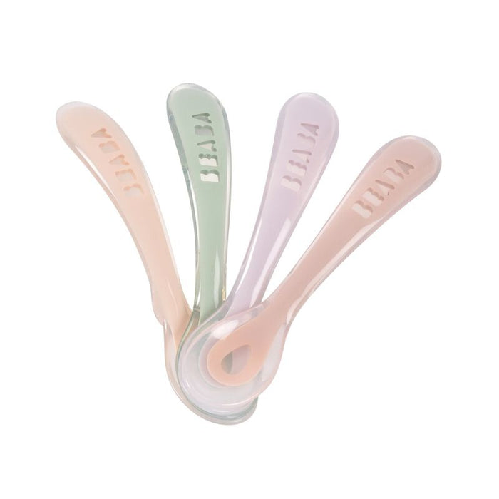 Beaba - Set van 4 siliconenlepels 2de leeftijd - Set Barbe à papa - 8M+