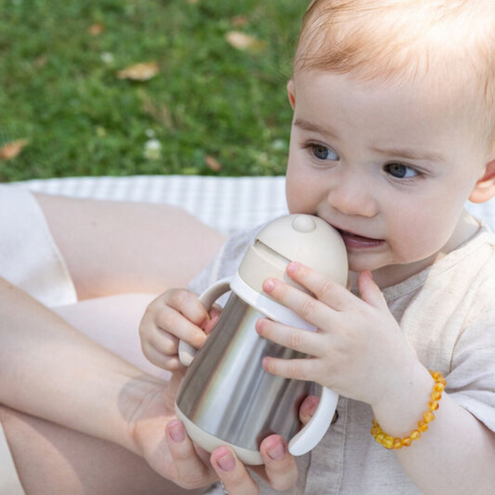 Beaba - RVS drinkbeker met rietje 250ml Clay