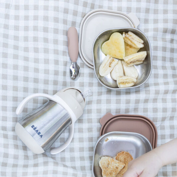 Beaba - RVS drinkbeker met rietje 250ml Clay