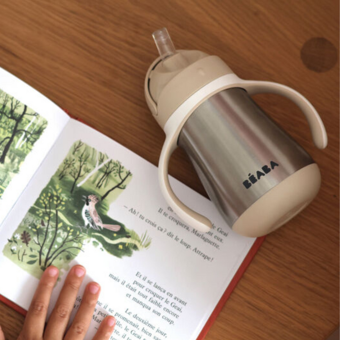 Beaba - RVS drinkbeker met rietje 250ml Clay