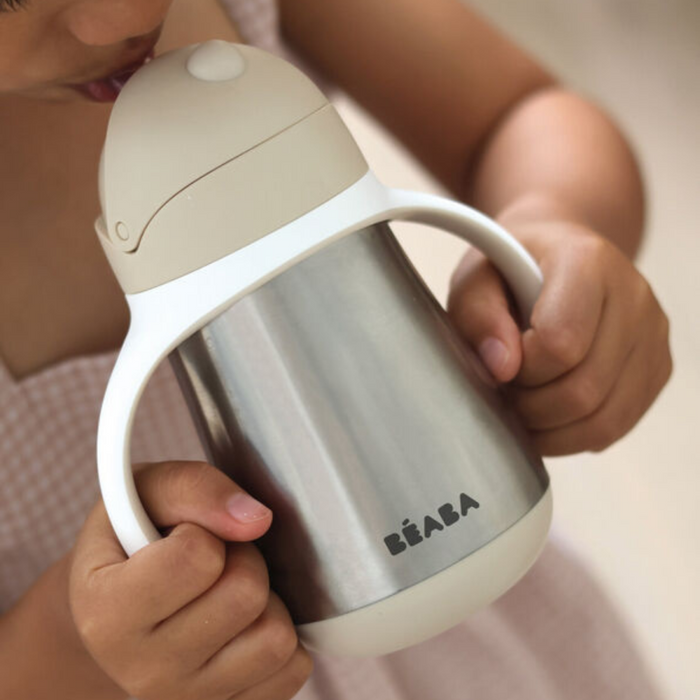 Beaba - RVS drinkbeker met rietje 250ml Clay