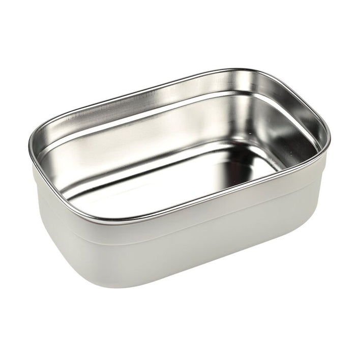 Beaba - RVS lunch box grijs/roze met siliconen hoes
