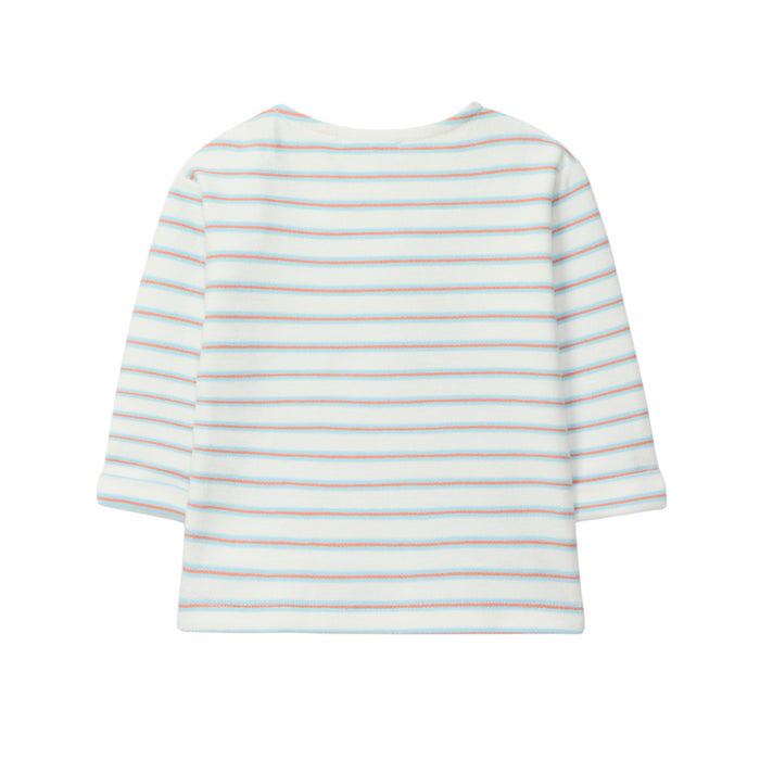Laranjinha - Longsleeve in multi-coloured striped plush - Aqua Blue
