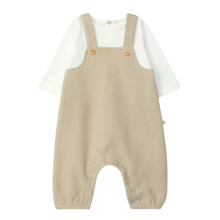 Laranjinha - Two-in-one organic cotton romper - Beige