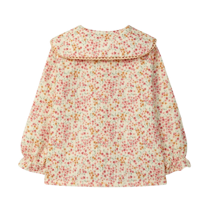 Laranjinha - Floral blouse with lace detail on the collar