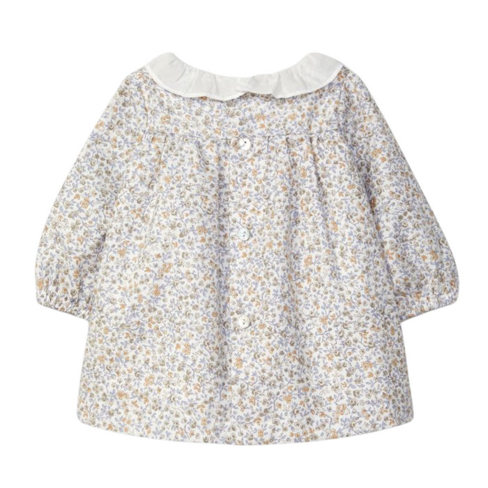 Laranjinha - Floral dress with smocking - Azul