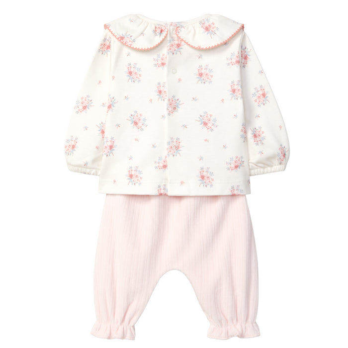 Laranjinha - Two-piece floral and ribbed velvet set - Pink