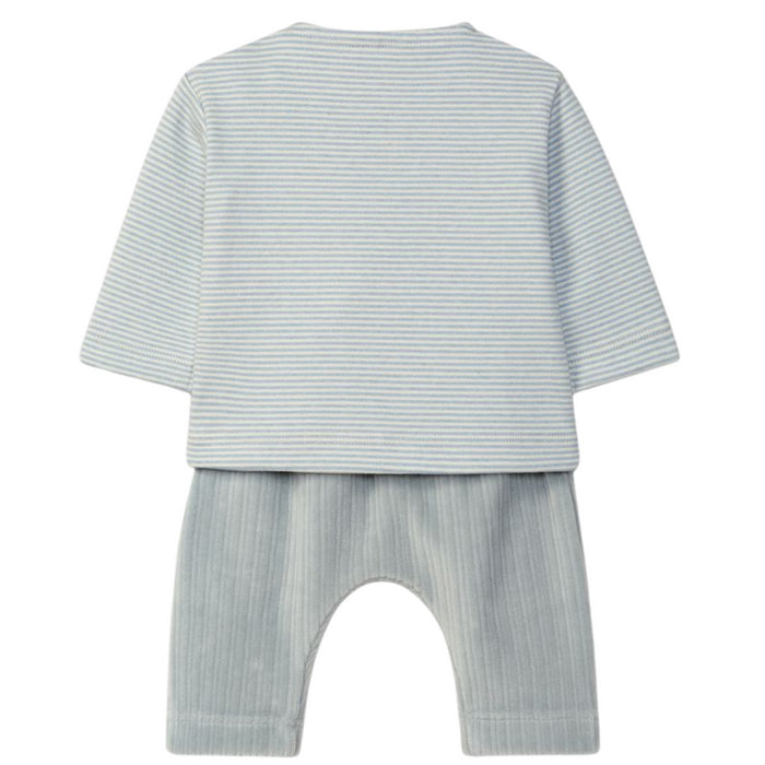 Laranjinha - Two-piece striped ribbed velvet set - Greyish Blue