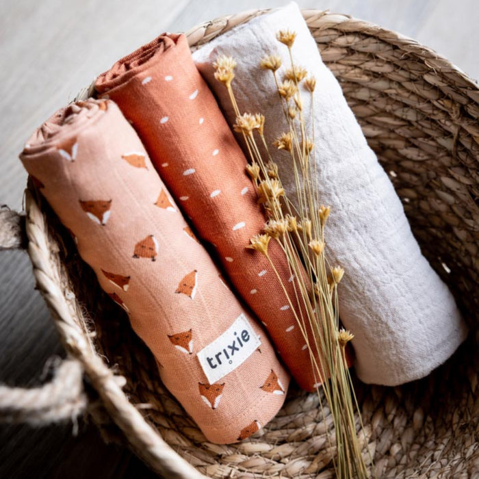 Muslin cloths 3-pack mix | 55x55cm - Fierce Fox