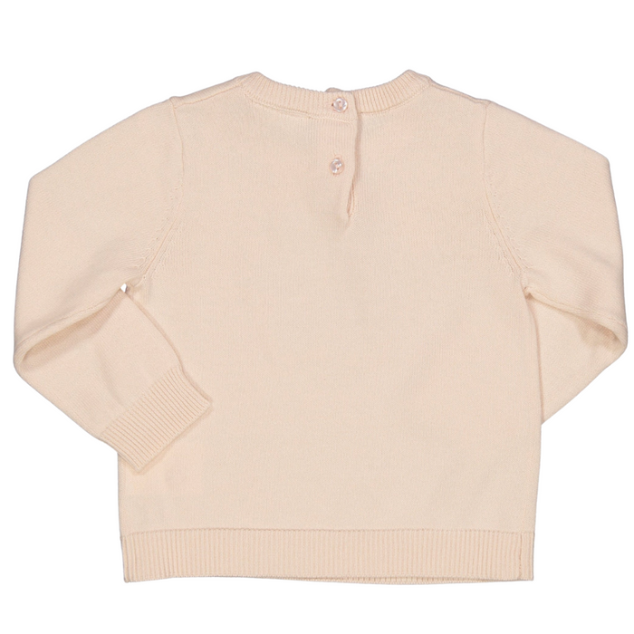 Birba - Geborduurde trui met bloem - Zachtroze