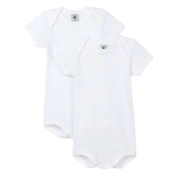 Petit Bateau - Set van 2 body's met korte mouwen - wit