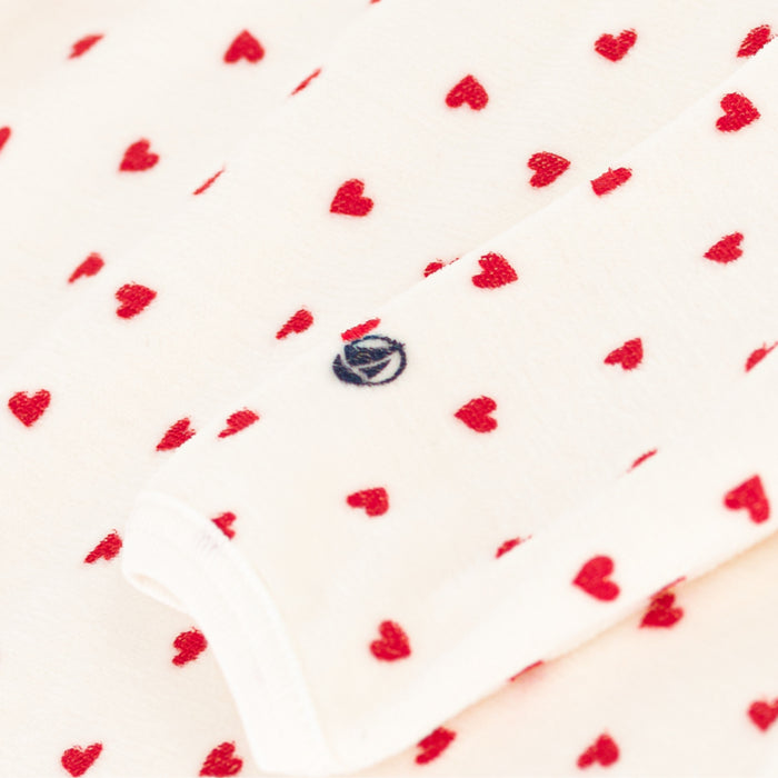 Petit Bateau - Fluwelen babypakje met hartjesprint
