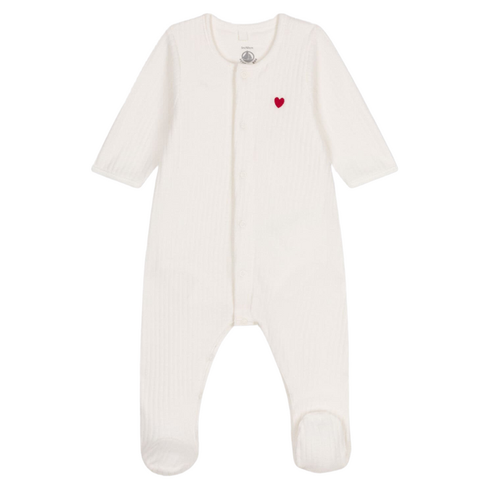 Petit Bateau - Bodyjama in Velours met hartje