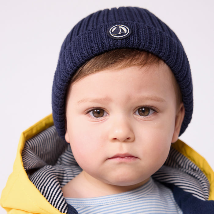 Petit Bateau - Met fleece gevoerde gebreide babymuts