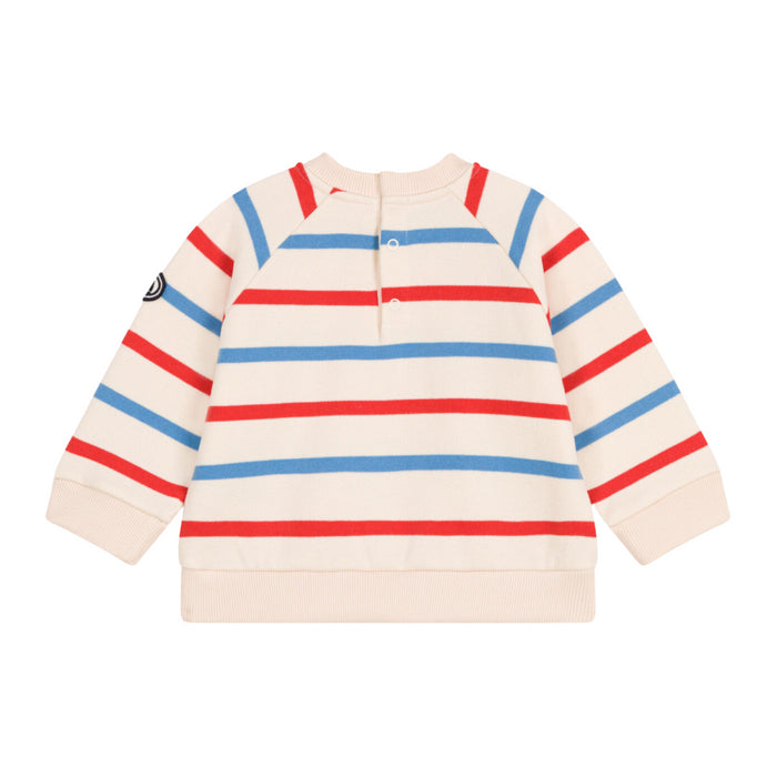 Petit Bateau - Sweater - blauw - rood gestreept