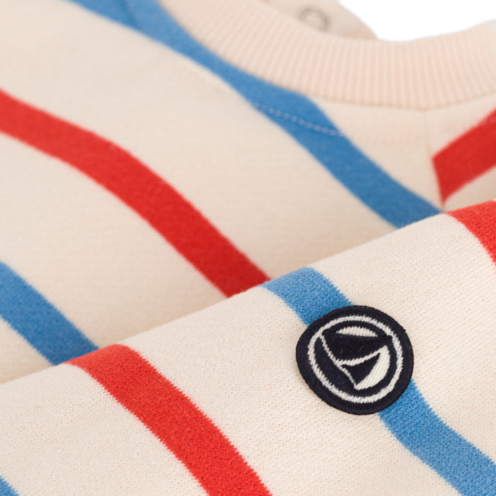 Petit Bateau - Sweater - blauw - rood gestreept