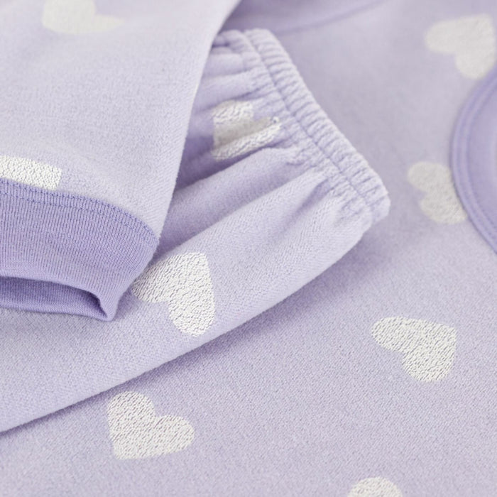 Petit Bateau - 2-delige Fluwelen pyjama tweedelig met hartjesprint - Lila