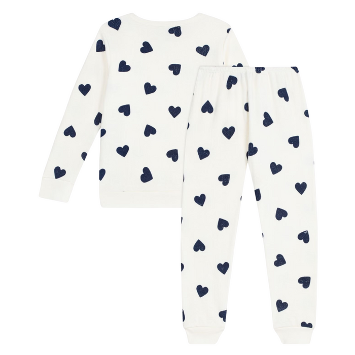 Petit Bateau - Kinderpyjama van katoenen badstof met hartjesprint