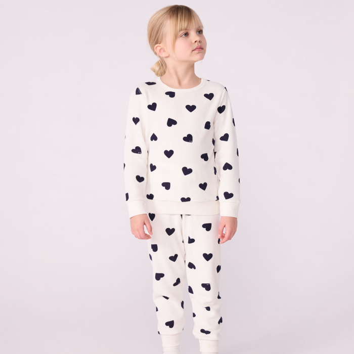 Petit Bateau - Kinderpyjama van katoenen badstof met hartjesprint