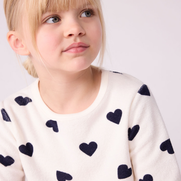 Petit Bateau - Kinderpyjama van katoenen badstof met hartjesprint