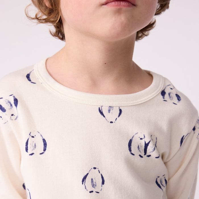 Petit Bateau - 2-delige pyjama van fleece met pinguïnprint