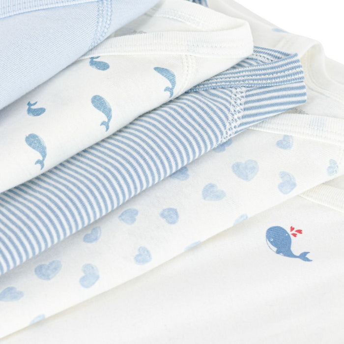 Petit Bateau - set van 5 katoenen body's met lange mouwen en print