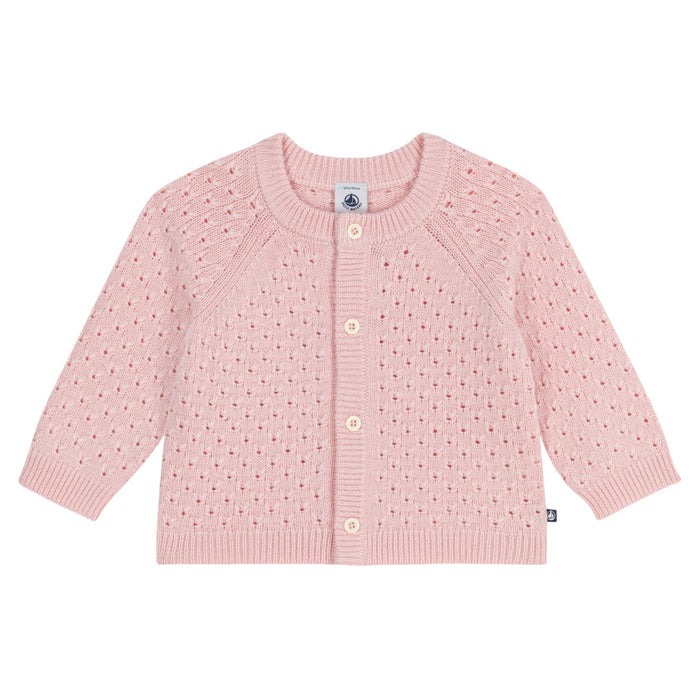 Petit Bateau - Effen babyvestje in tricot van wol en katoen - Roze