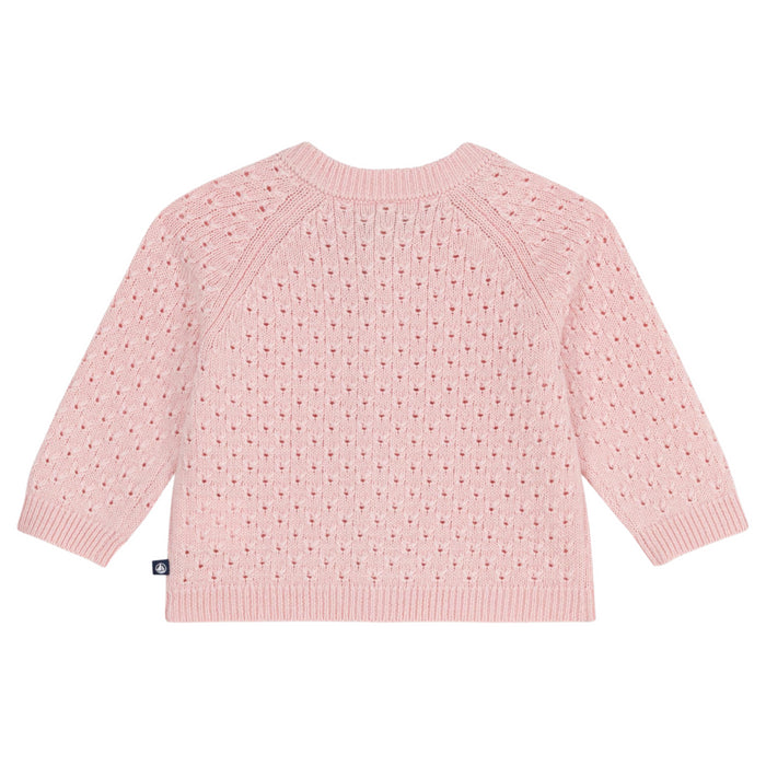 Petit Bateau - Effen babyvestje in tricot van wol en katoen - Roze