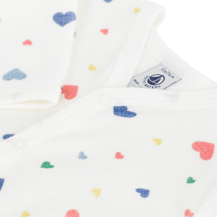 Petit Bateau - Fluwelen babypakje met hartjesprint