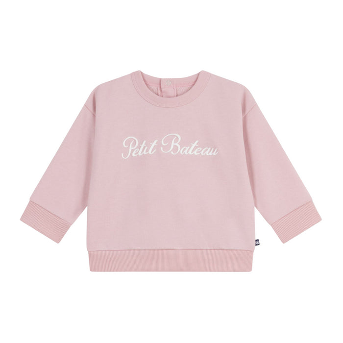 Petit Bateau - Katoenen babysweatshirt met 'Petit Bateau'-borduursel
