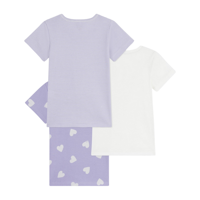 Petit Bateau - Setje met katoenen T-shirts met korte mouw en hartjesprint voor kinderen