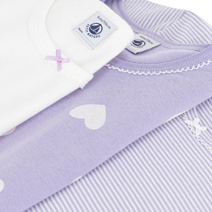 Petit Bateau - Setje met katoenen T-shirts met korte mouw en hartjesprint voor kinderen