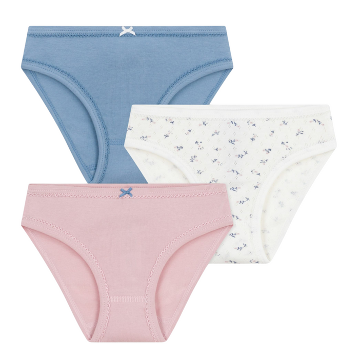 Petit Bateau - Setje met 3 katoenen onderbroekjes met bloemetjesprint voor kinderen