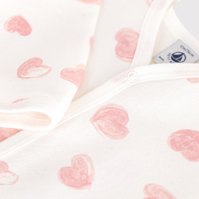Petit Bateau - Babypakje fleece hartjesprint roze