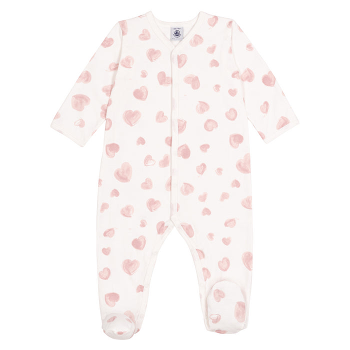 Petit Bateau - Babypakje fleece hartjesprint roze