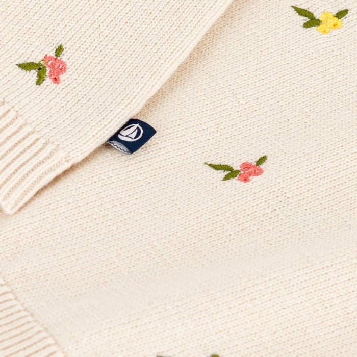 Petit Bateau - Babytruitje met geborduurde bloemetjes