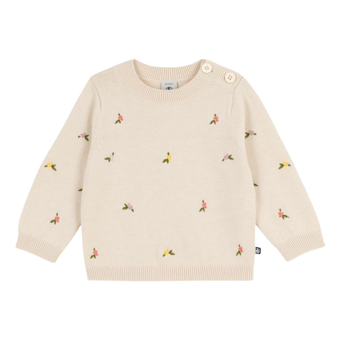 Petit Bateau - Babytruitje met geborduurde bloemetjes