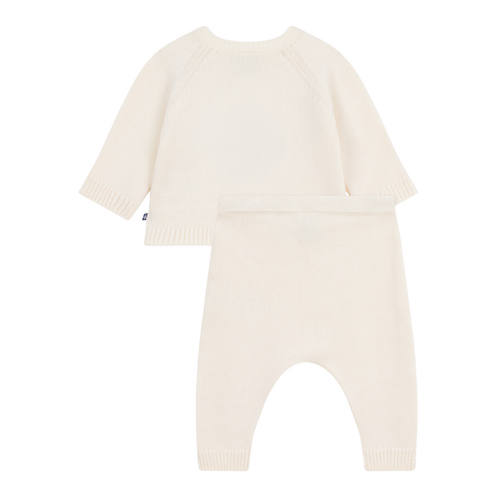 Petit Bateau - Tweedelig gebreid babysetje met pinguïnprint