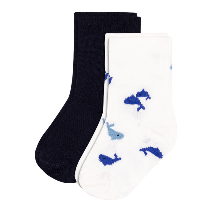 Petit Bateau - Set van 2 paar babysokken in katoen met walvisjesprint