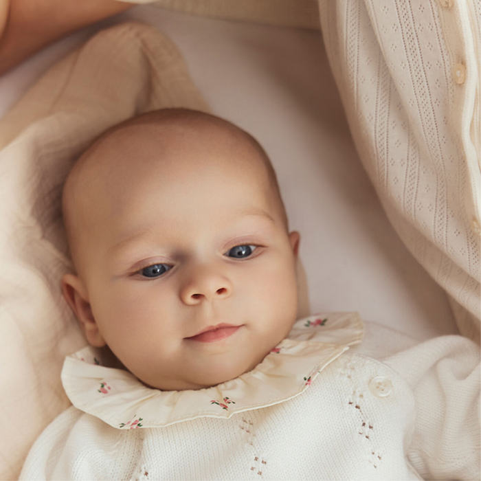 Petit Bateau - 2-delige set van wol en katoen met fleurig kraagje