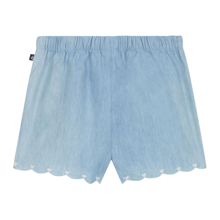 Petit Bateau - Short van chambray met borduursel