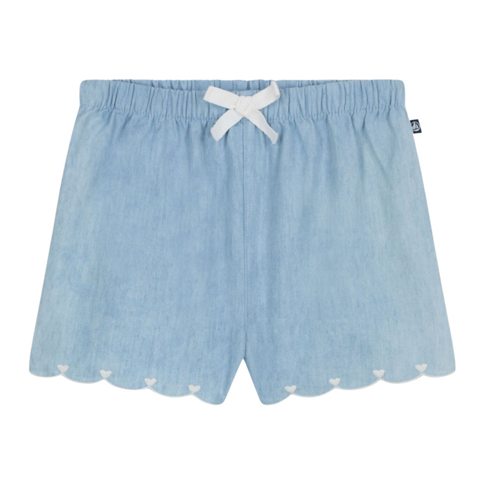 Petit Bateau - Short van chambray met borduursel