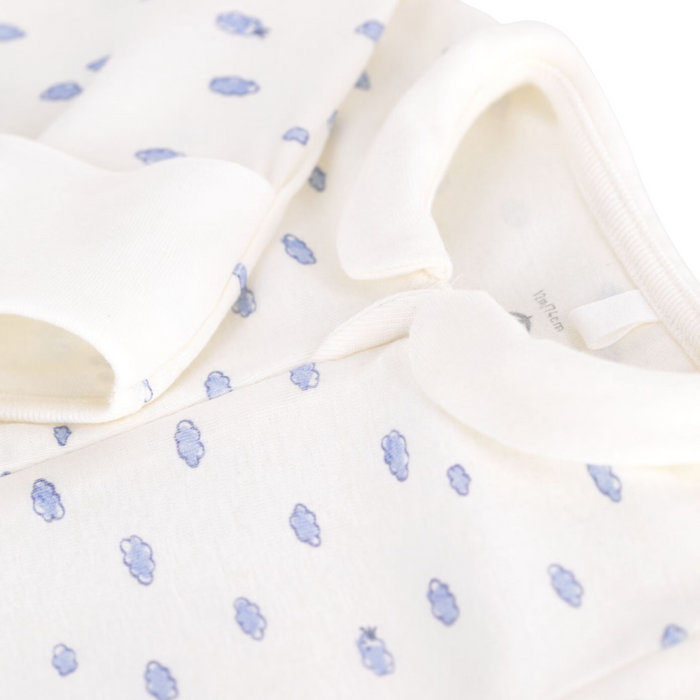 Petit Bateau - Katoenen babypyjama met rits - Wolkjesprint