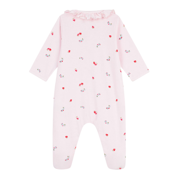 Petit Bateau - Katoenen babypakje met frul en bloemetjes