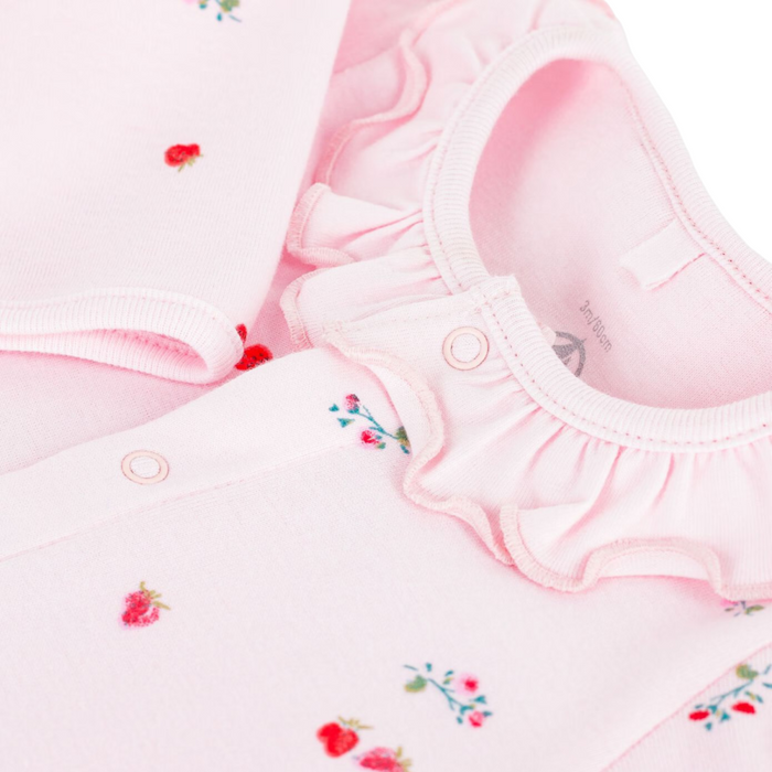 Petit Bateau - Katoenen babypakje met frul en bloemetjes