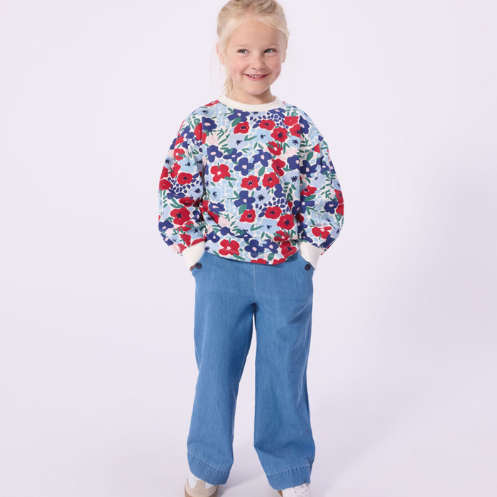 Petit Bateau - Kinderbroek met wijde pijpen - Denim