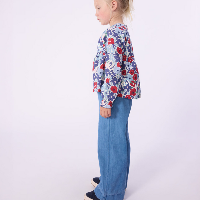 Petit Bateau - Kinderbroek met wijde pijpen - Denim
